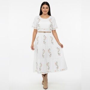 WHITE FLORAL COASTAL COWGIRL DRESS